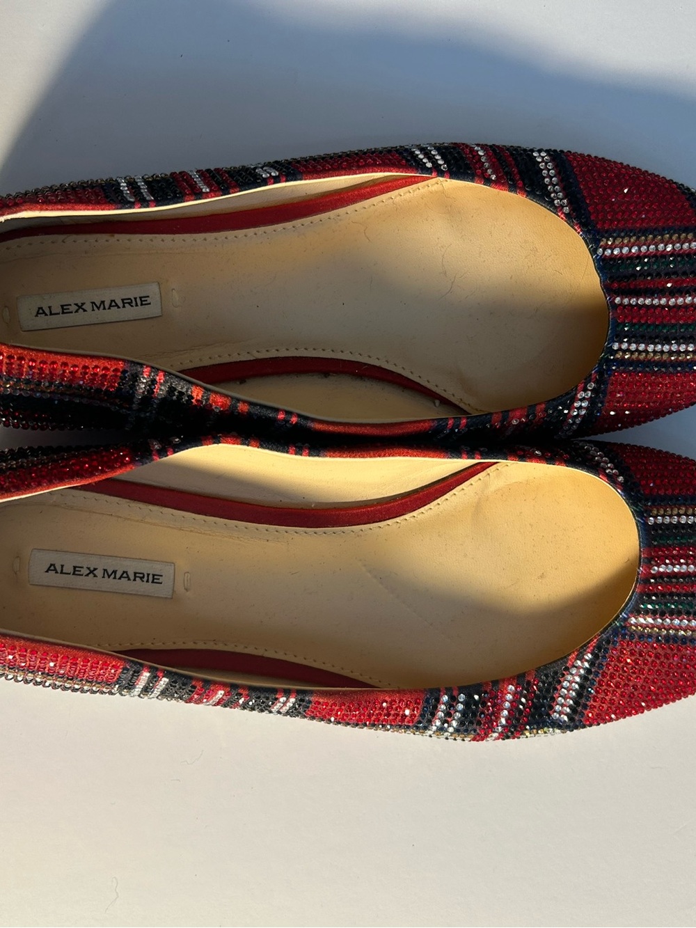 Alex Marie Red and Black Beaded Stripe Ballet Flats